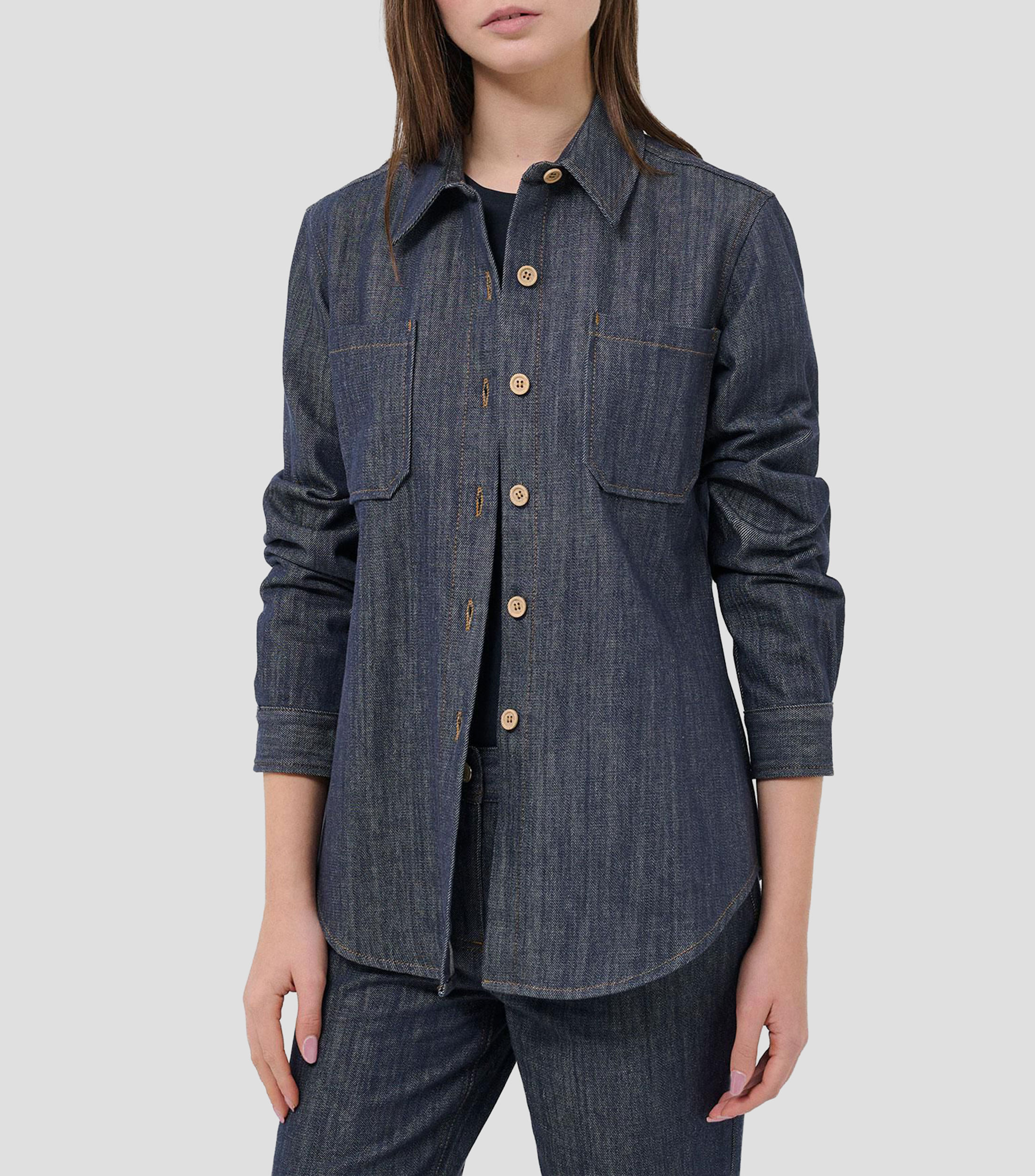 Camisa jaspeada manga larga Mujer